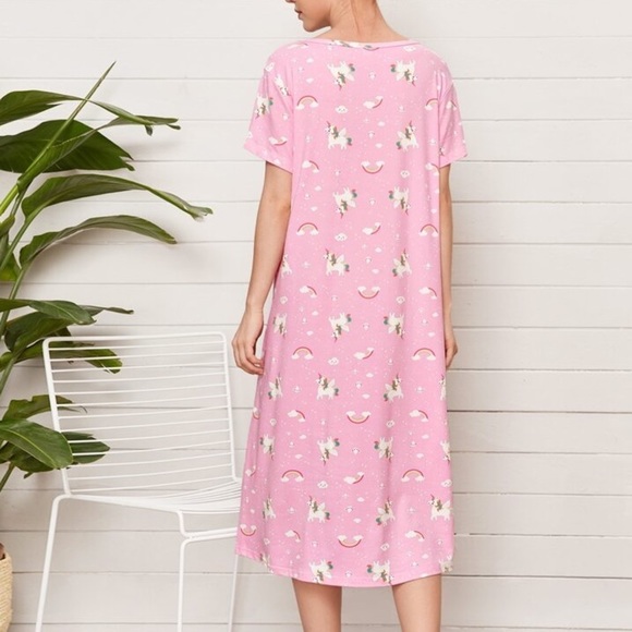 New Kawaii Pink Unicorn Sleepshirt Nightgown - Picture 2 of 5